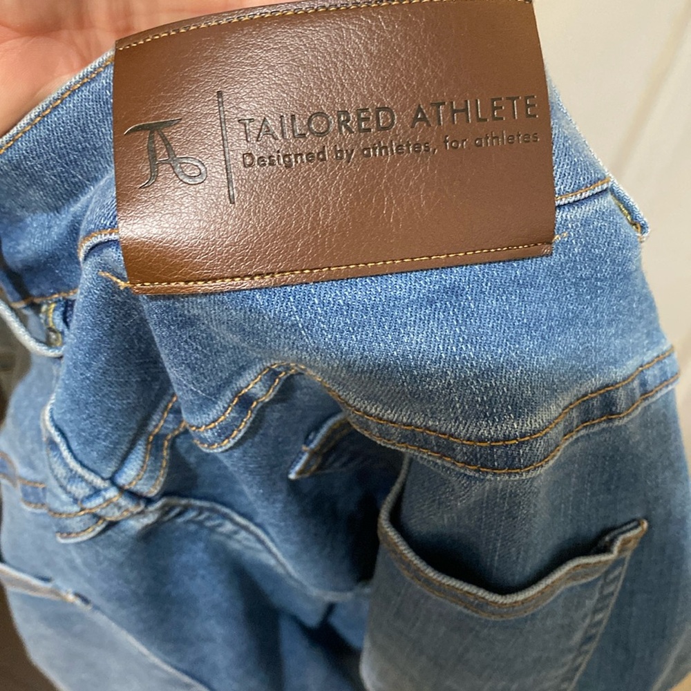 Tailored athlete, athletic fit jeans